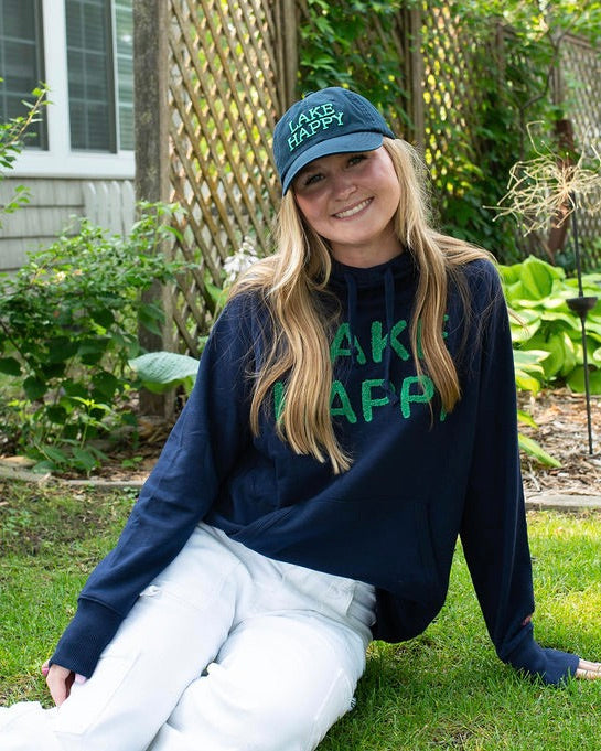 Lake Happy Crew Neck Sweatshirt Chenille TRUE NAVY