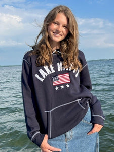 Lake Happy Hooded Sweatshirt Flag Navy blue