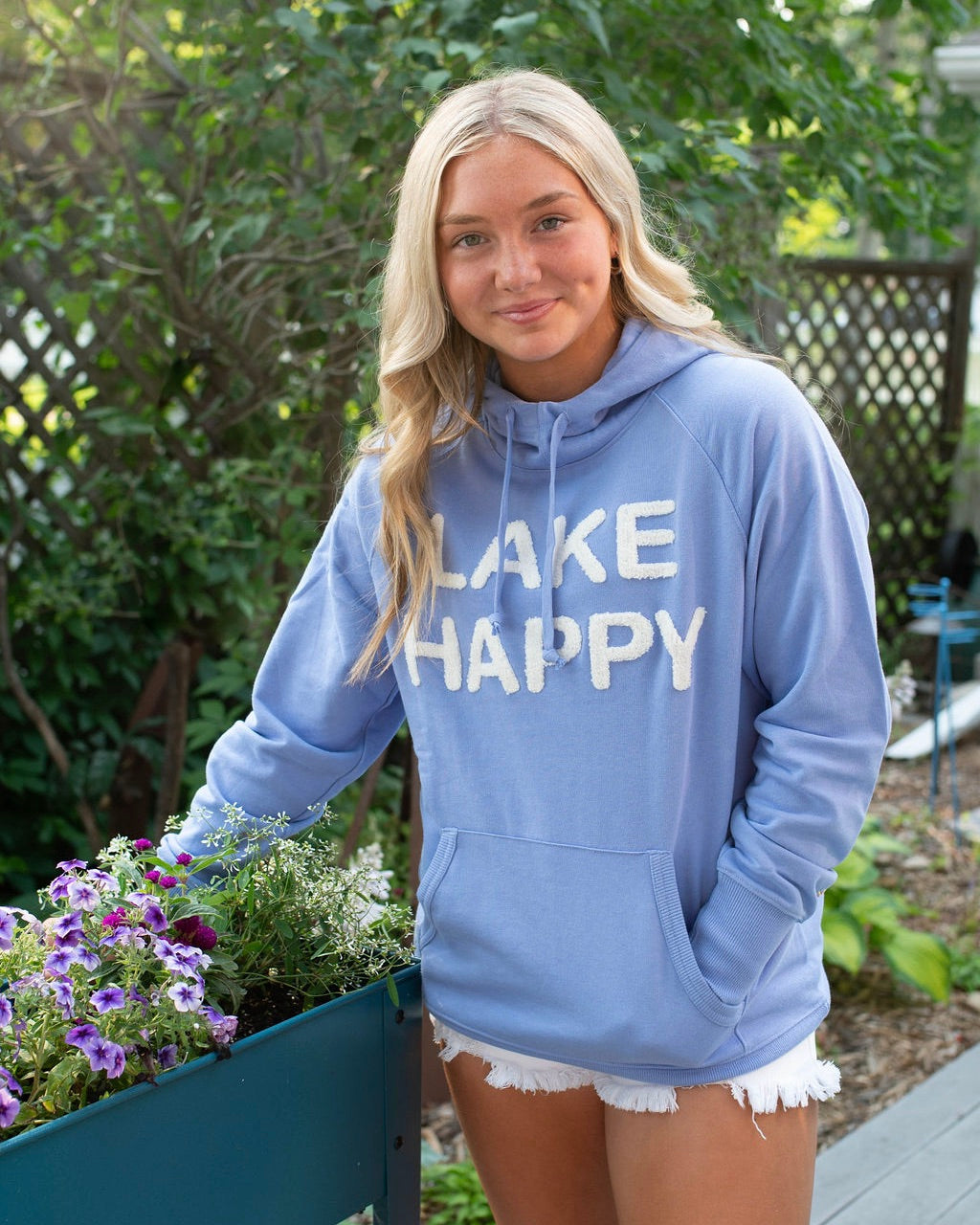 Lake Happy Hooded Sweatshirt Chenille SKY