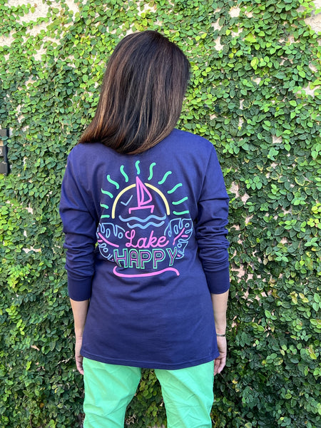 Lake Happy Neon Long sleeve t-shirt TRUE NAVY