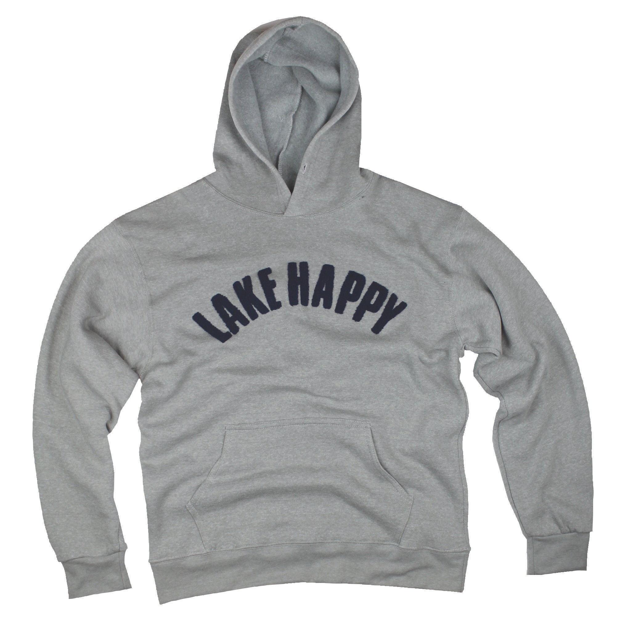 Lake Happy Hoodie sweatshirt Grey / Navy Chenille logo