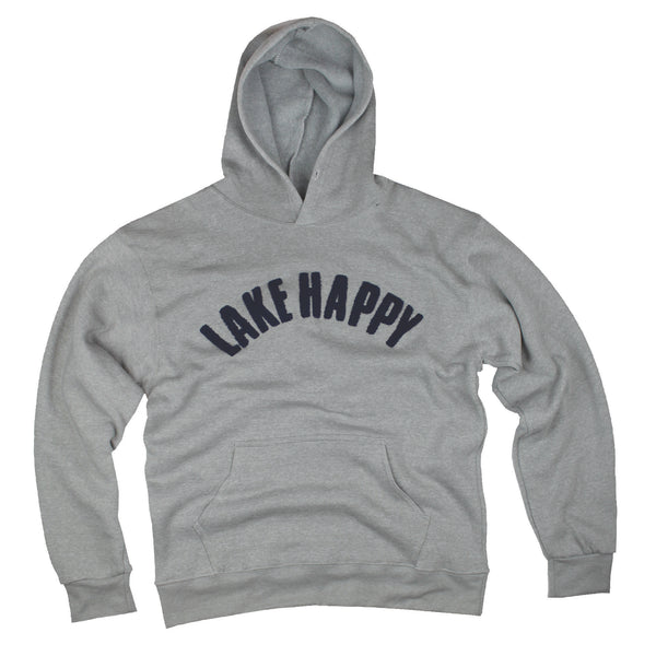 Lake Happy Hoodie sweatshirt Grey / Navy Chenille logo