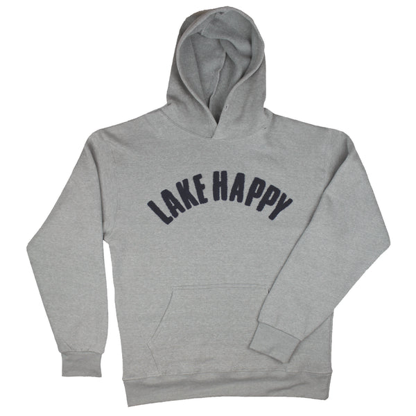 Lake Happy Hoodie sweatshirt Grey / Navy Chenille logo