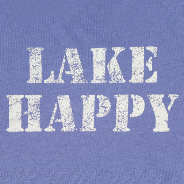 Lake Happy Youth Short Sleeve Tee Shirt Bleached Denim Stencil logo