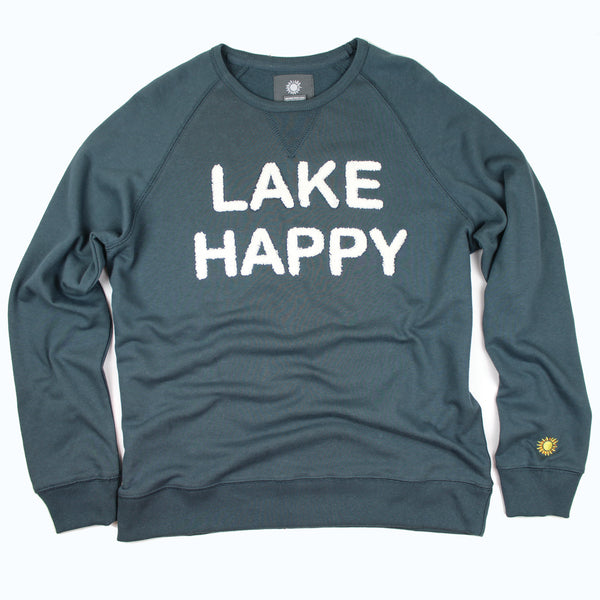 Lake Happy Crew Neck Sweatshirt Chenille Dark Slate