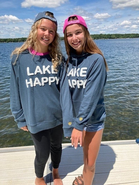 Lake Happy Crew Neck Sweatshirt Chenille Dark Slate