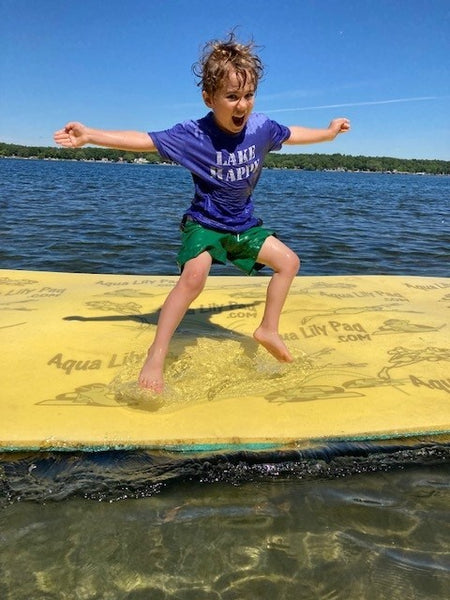 Lake Happy Youth Short Sleeve Tee Shirt Bleached Denim Stencil logo